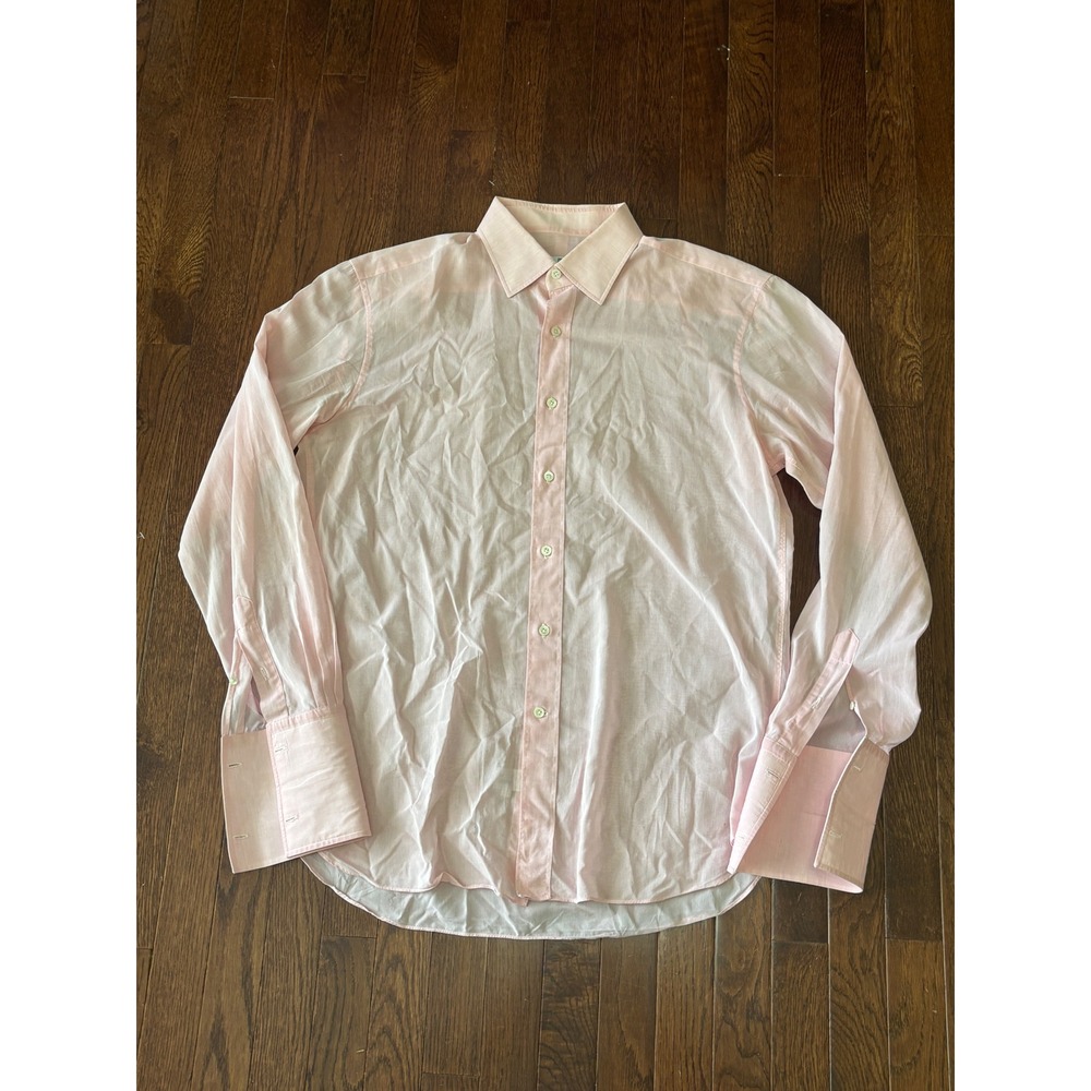 Tincati Milano Mens Pink Cotton Dress Shirt French Cuff Made in Italy 44 17.5